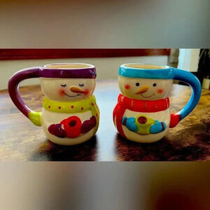 BUNDLE: Bay Island | 2- ceramic snowman mugs/set.